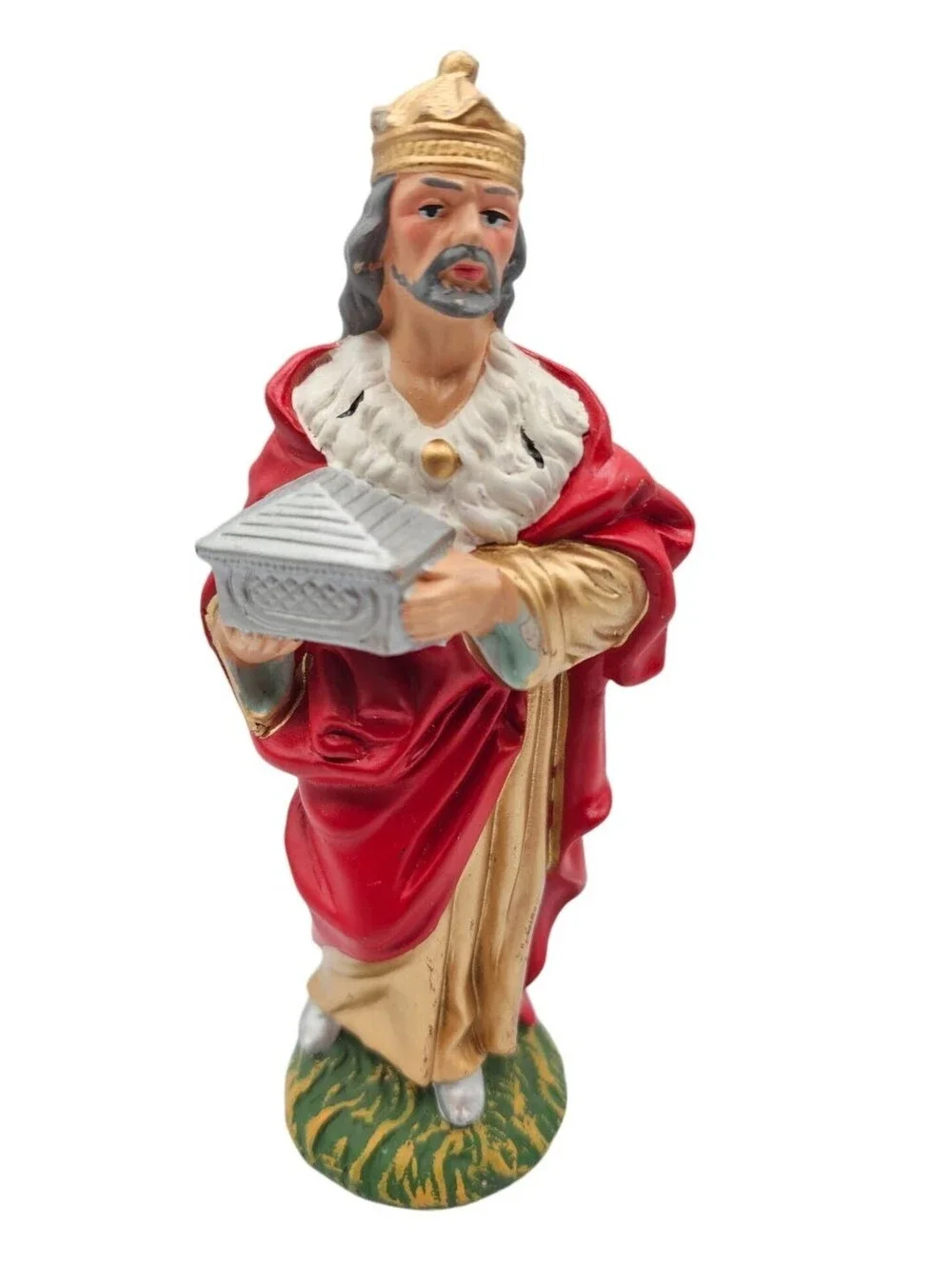 Vintage 1960s Paper Mache Christmas Nativity Figure Wiseman Red Depose Fontanini
